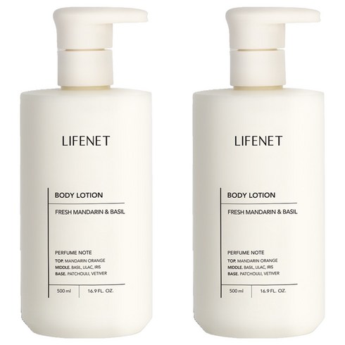 라이프넷 바디로션 프레쉬 만다린 앤 바질, 500ml, 2개