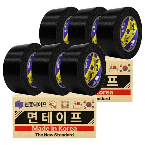 신흥 국산 대용량 라바 청면테이프 48mm X 25M 검정, 6개