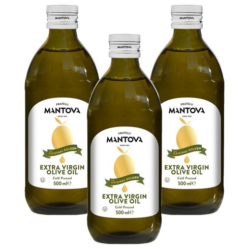 만토바 골든 엑스트라버진 올리브유, 500ml, 3개