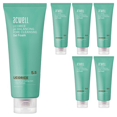 아크웰 감초수 피에이치 밸런싱 포어 클렌징 젤 폼, 160ml, 6개
