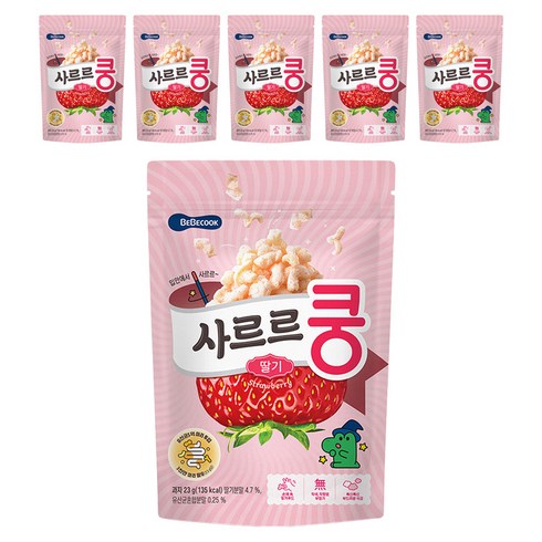 베베쿡 사르르쿵 과자, 딸기맛, 23g, 6개