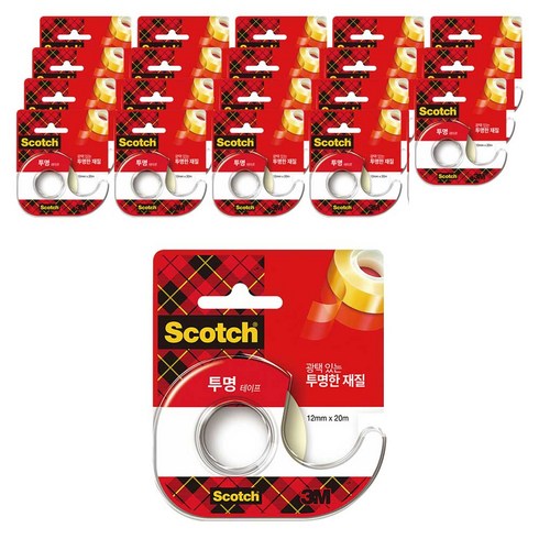 쓰리엠 스카치 투명테이프 522D 디스펜서 12mm x 20m, 20개