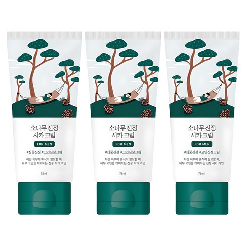 라운드랩 포 맨 소나무 진정 시카 크림, 75ml, 3개