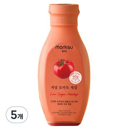 몽크슈 저당 토마토 케찹, 300g, 5개