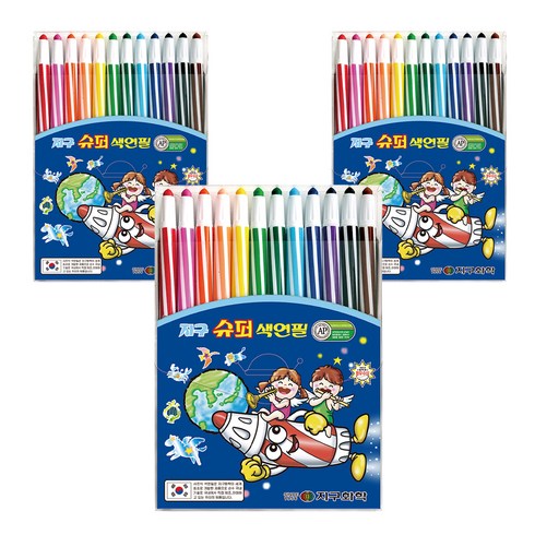 지구화학 슈퍼 샤프식 색연필, 12색, 3개