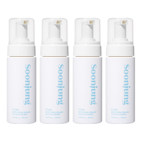 에뛰드 New 순정 약산성 6.5 휩 클렌저 레귤러, 150ml, 4개
