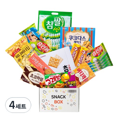 사무실 과자세트 스낵 15입 세트 2호 (쵸코하임 + 버터와플 + 참크래커 + 허니버터칩 + 구운감자 2p + 참쌀선과 + 초코홈런볼 + 초코홈런볼4번들 + 고래밥 볶음양념맛 + 쿠크다스 케이크 + 크라운산도 딸기), 4세트, 11종