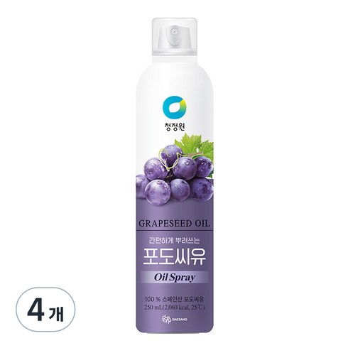 청정원 포도씨유 스프레이, 4개, 250ml