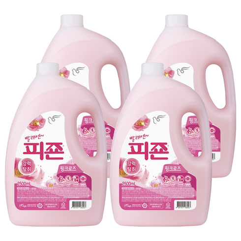 피죤 레귤러 섬유유연제 핑크로즈 본품, 2.5L, 4개