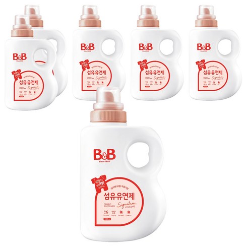 비앤비 섬유유연제 자스민 로즈 본품, 1.5L, 6개