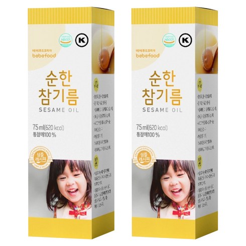 베베푸드 순한 참기름, 통참깨, 2개, 75ml