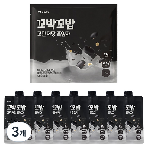 꼬박꼬밥 고단저당 단백질 쉐이크 흑임자맛 7p, 280g, 3개