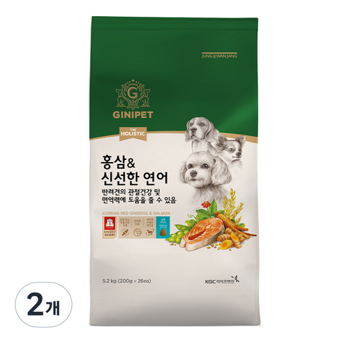 정관장지니펫 강아지 더홀리스틱 홍삼 앤 기능성 사료, 뼈/관절강화, 5.2kg, 2개