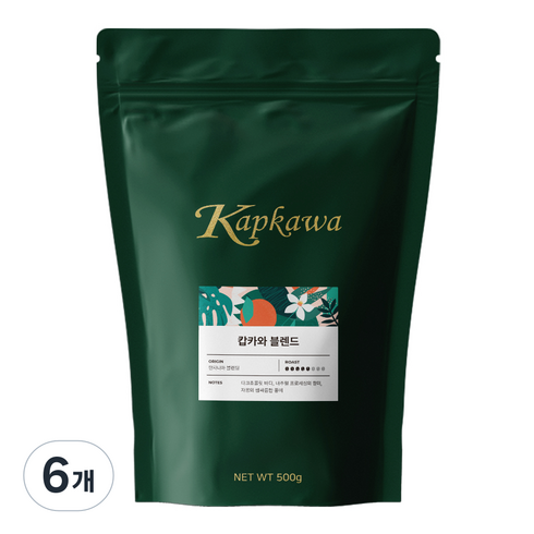 캅카와 블렌드, 홀빈(분쇄안함), 500g, 6개