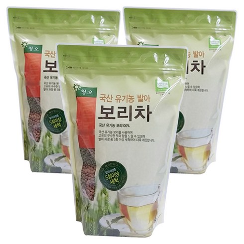 청오건강 유기농 발아 보리차, 500g, 1개입, 3개
