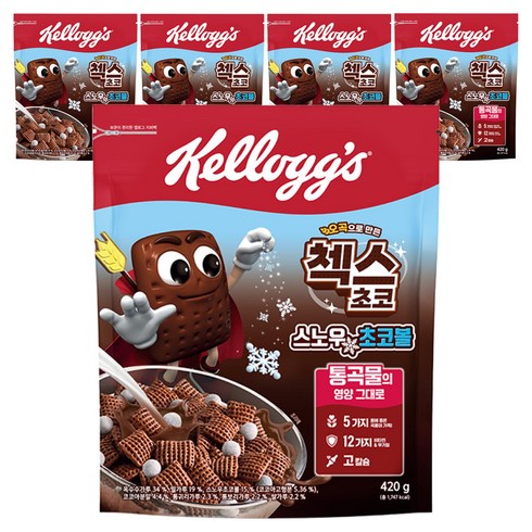 첵스초코 오곡으로 만든 스노우초코볼 시리얼, 420g, 5개