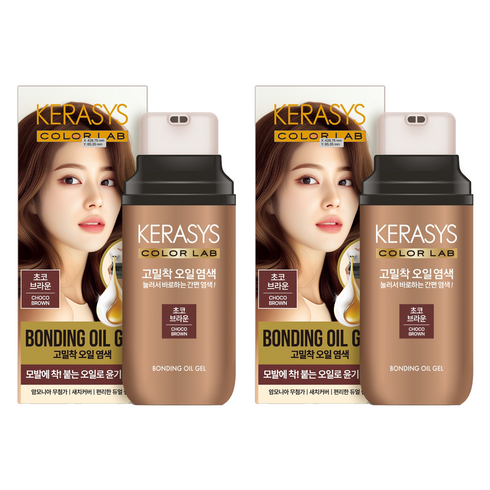 케라시스 컬러랩 고밀착 오일 염색제, 초코브라운, 2개