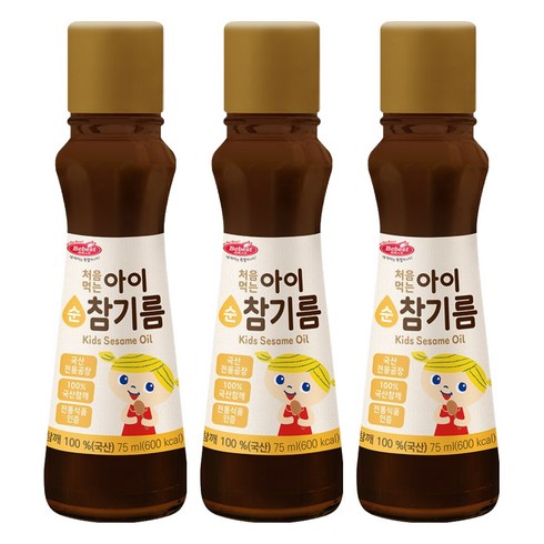 베베스트 처음먹는 순 아이 참기름, 75ml, 3개