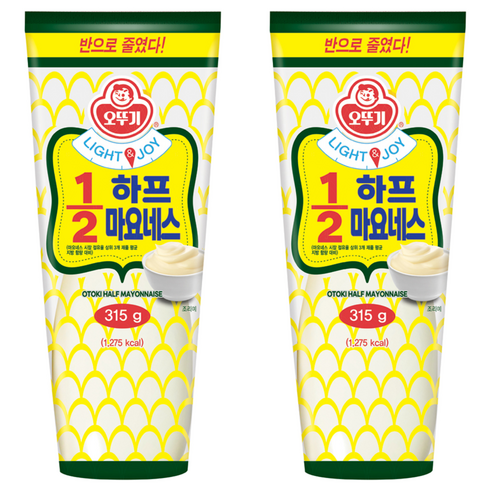 오뚜기 LIGHT & JOY 1/2 하프 마요네스, 315g, 2개