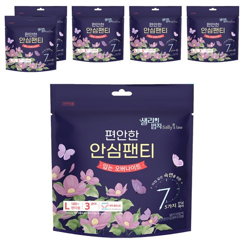 샐리의법칙 안심 입는 오버나이트 팬티형, 대형, 3개입, 6개