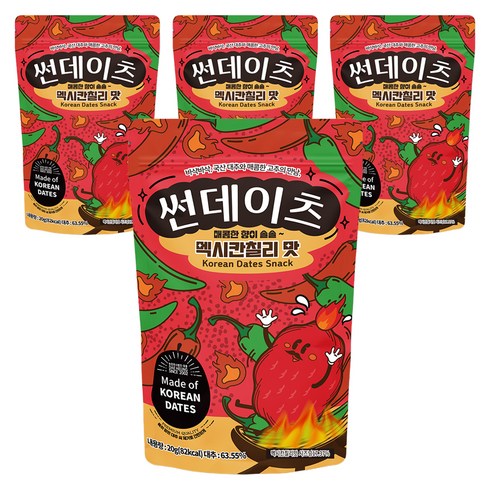 썬데이츠 대추스낵 멕시칸칠리맛, 20g, 4개