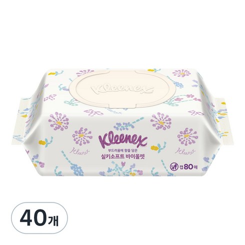 크리넥스 실키소프트 바이올렛 캡형, 43g, 80매, 40개