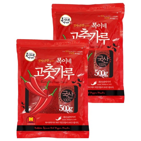 복이네먹거리 국산 고춧가루 김치용 보통맛, 500g, 2개