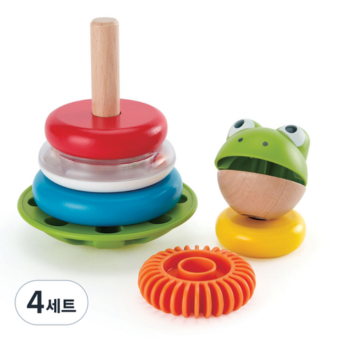 하페 개구리 고리 끼우기 링쌓기, 혼합색상, 4세트