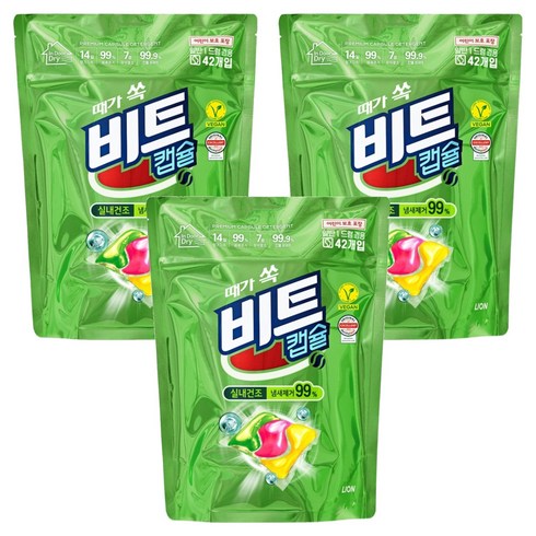 비트 캡슐 실내건조 캡슐세제 그린 플로럴향, 42개입, 3개