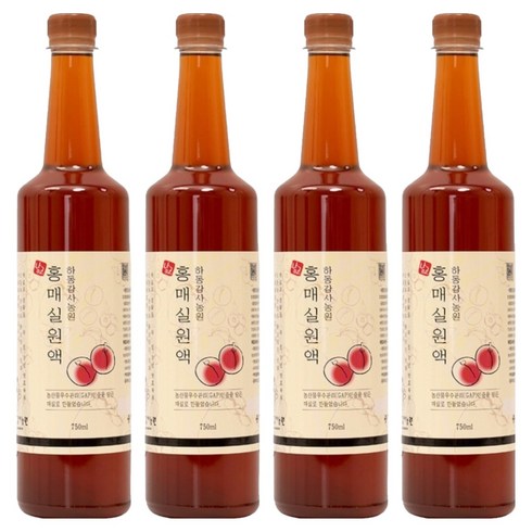 하동감사농원 홍매실원액, 750ml, 4개