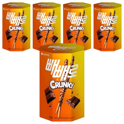 빼빼로 크런키, 140g, 5개