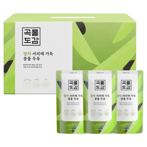 곡물도감 국산 말차 서리태 가득 콩물두유, 180ml, 15개