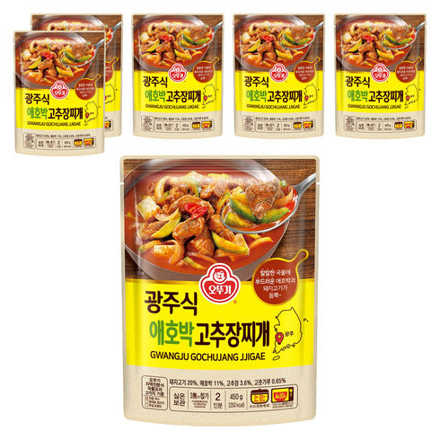 오뚜기 광주식 애호박 고추장찌개, 450g, 6개