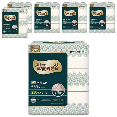 잘풀리는집 로션 미용티슈 에센셜, 230매, 18개