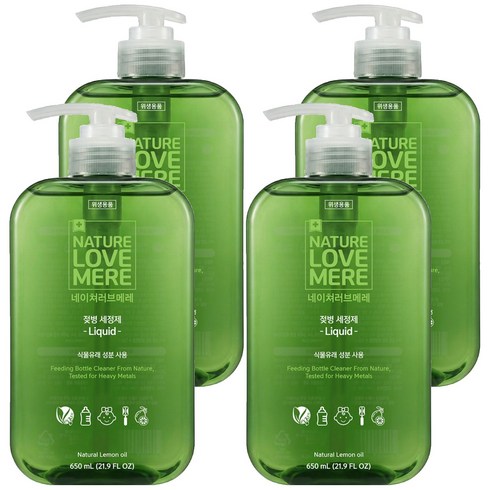 네이쳐러브메레 젖병 세정제 액상형 레몬향, 650ml, 4개