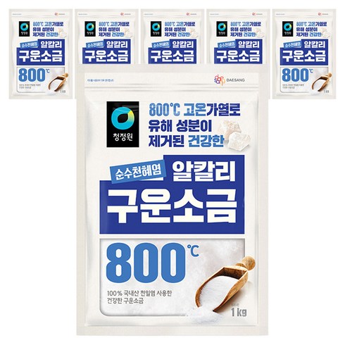 청정원 순수천혜염 알칼리 구운소금, 1kg, 6개