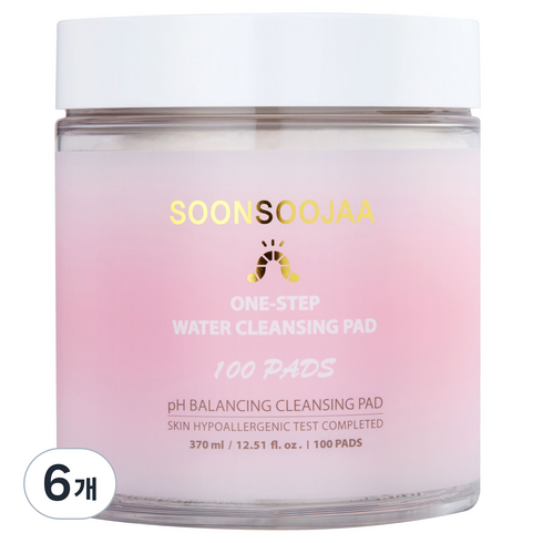 순수자아 원스텝 워터 클렌징 패드 370ml, 100매입, 6개
