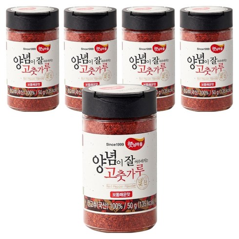 햇님마을 국산 양념이 잘 어우러지는 고춧가루 보통매운맛, 50g, 5개