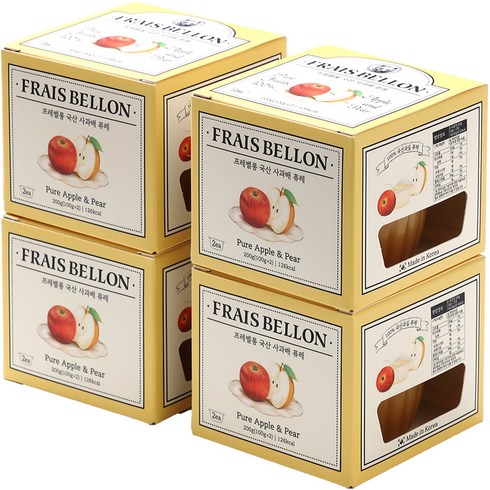 프레벨롱 국산 과일퓨레 4팩, 사과배, 200g, 1세트