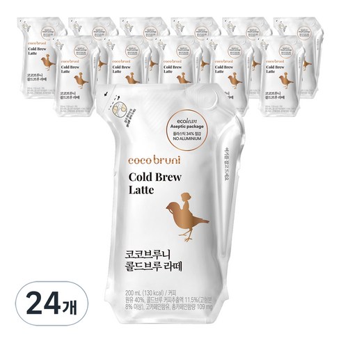 코코브루니 콜드브루 라떼, 200ml, 24개