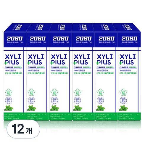 2080 주니어 자일리 플러스 어린이 치약, 80g, 1개입, 12개