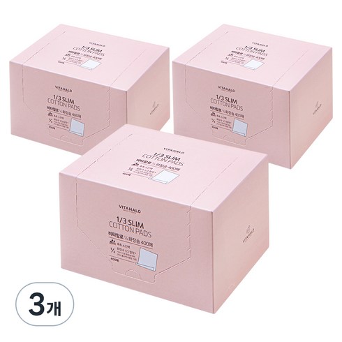 비타할로 1/3 촉촉슬림 화장솜, 400매입, 3개