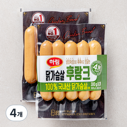 하림 닭가슴살 후랑크, 300g, 1개입, 4개