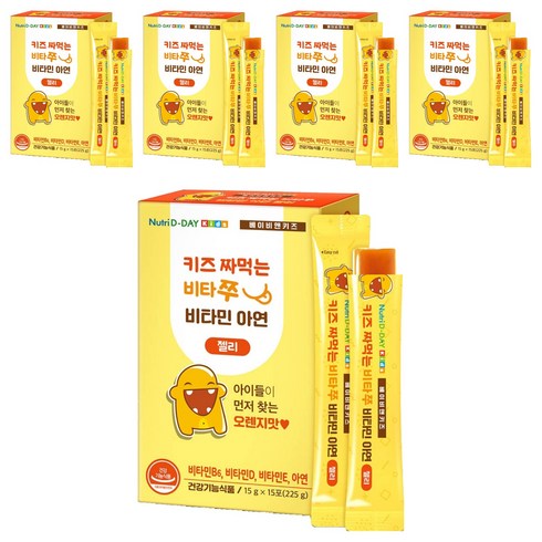 뉴트리디데이 키즈 짜먹는 비타쭈 비타민 아연 젤리 15p, 225g, 5개