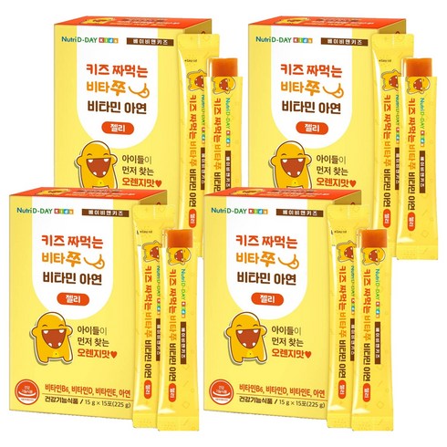 뉴트리디데이 키즈 짜먹는 비타쭈 비타민 아연 젤리 15p, 225g, 4개