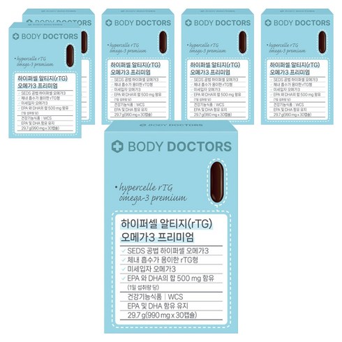 바디닥터스 하이퍼셀 알티지 오메가3 프리미엄 29.7g, 30정, 6개