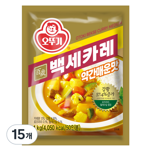오뚜기 백세카레 약간매운맛, 1kg, 15개