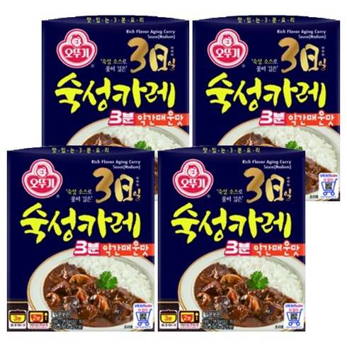 오뚜기 3분 3일 숙성카레 약간매운맛, 200g, 4개