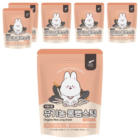 리틀스푼 유기농 롱뻥스틱, 흑미, 30g, 6개