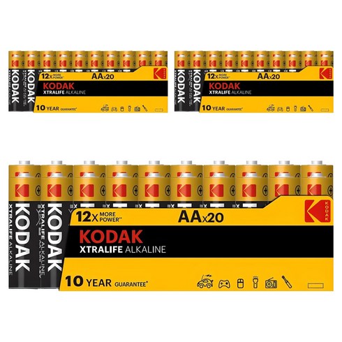 코닥 XTRALIFE 알카라인 AA건전지, 20개입, 3개